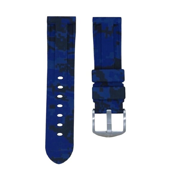Tempomat 22mm Blue Digi Rubber Strap-Breitling,Tudor,Panerai,Tag,Rolex,Seiko - Picture 1 of 3